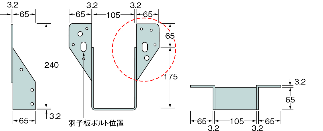 上質で快適 タナカ 外付け梁受け金物 105巾×210用 AA121400 1個